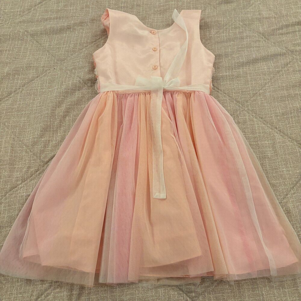 Jona Michelle Girls Pink Rosette Tulle Party Dress Size 8 Easter Wedding Formal